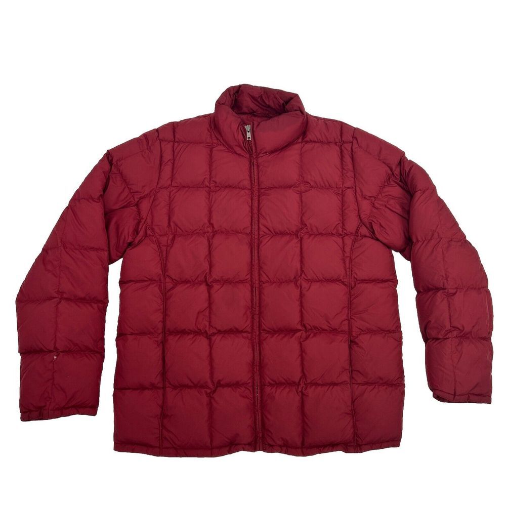 Eddie Bauer Puffer Jacket Women's Medium Red Goose‎ Down Full Zip Quilted Winter